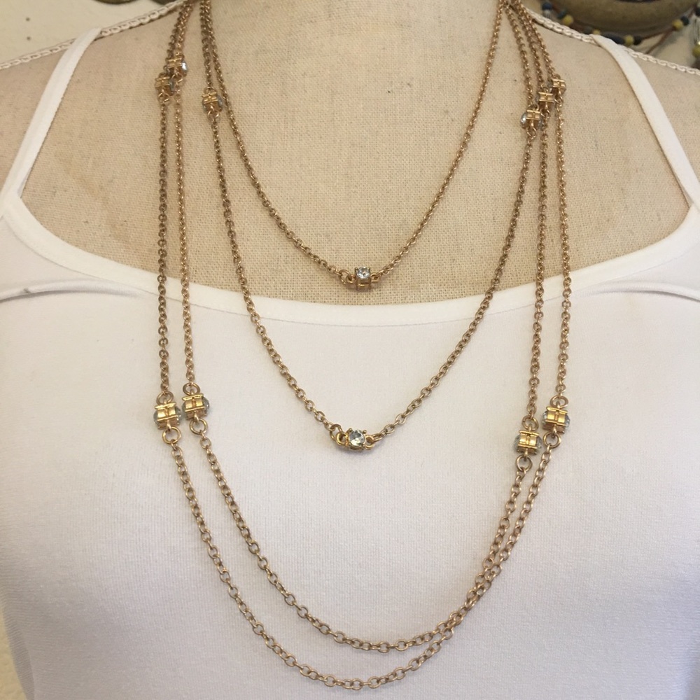 Vintage LOFT quadruple layered gold chain necklace